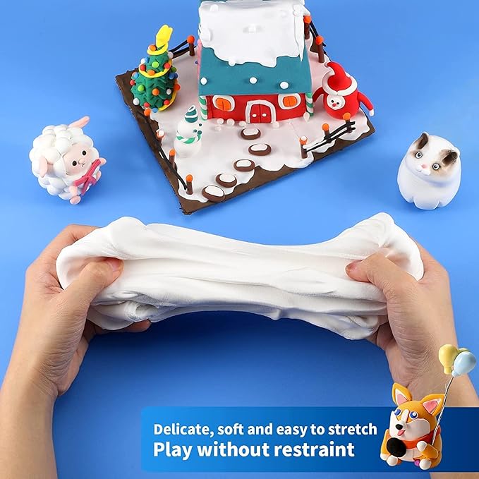 ifergoo Modeling Clay, 125 Grams/4.41oz White Air Dry Clay Best Gift for Kids, Super Light Magic Clay with Sculpting Tools and Project, No-Sticky and Non-Toxic