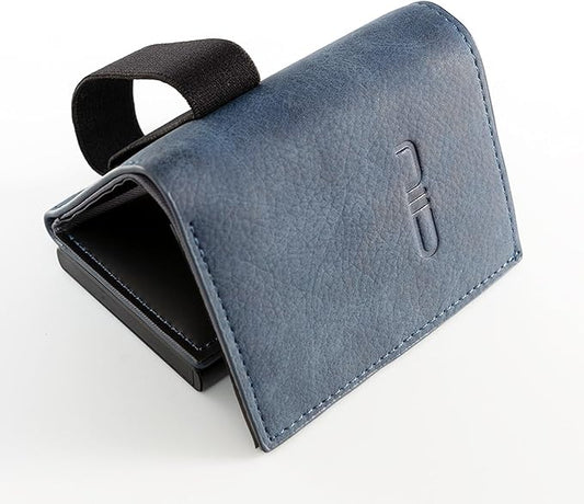 NIID Wallet for Men,Minimalist Front Pocket Wallet for Men - RFID Blocking Leather Bifold with Pop Up Card Holder, 2 ID Windows, Money Clip & Gift Box (Blue)