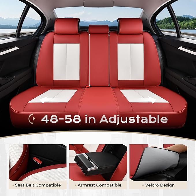 Coverado Car Seat Covers Full Set, Car Seat Protector Waterproof, Nappa Leather Car Seat Cushion, Seat Covers for Cars, Front Seats and Back Universal Fit for Most Cars