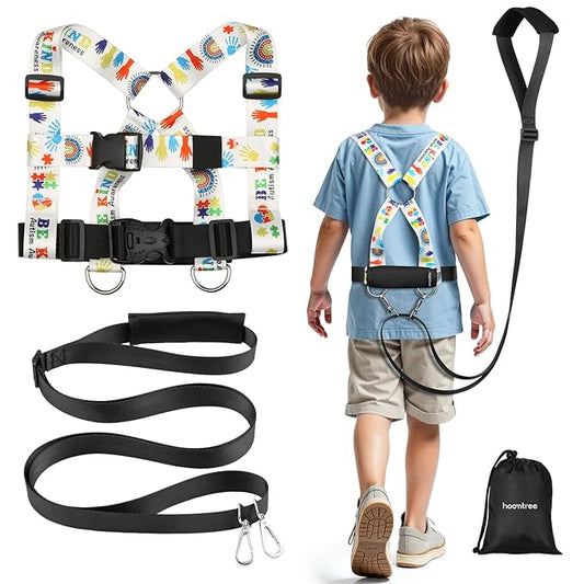 HOOMTREE Safety Walking Harness and Leash for Autism & Special Needs Kids Ages 6-12 with Easy-Adjust Tether + Emergency Grab Handle for Wandering Prevention & Calm Outdoor Adventures