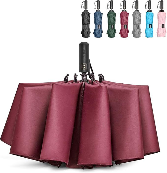 G4Free 42/46/54/62 Inch Large Golf Umbrella Compact Reverse Travel Umbrella 10 Ribs Windproof for Rain Double Canopy Automatic Open Close