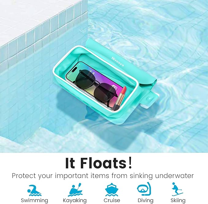 Niveaya IP68 Waterproof Fanny Pack - 2 Pack, Floating Dry Bag Pouch, Phone Waterproof Waist Pouch Dry Bag, Beach, Kayaking, Swimming, Boat Essentials, for iPhone 17/16/15/14/13/12 Pro Max up to 9.5"