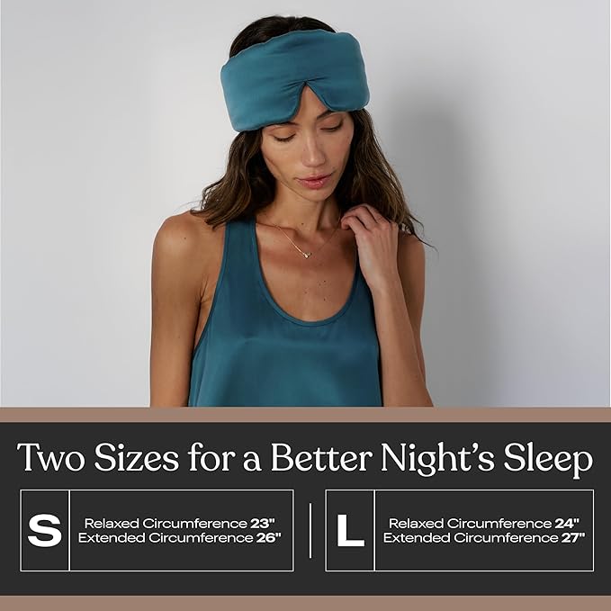 Silk Sleep Mask for Women - Mulberry Silk Eye Mask for Sleeping - Breathable, Washable, Light-Blocking – Piquant Teal, L