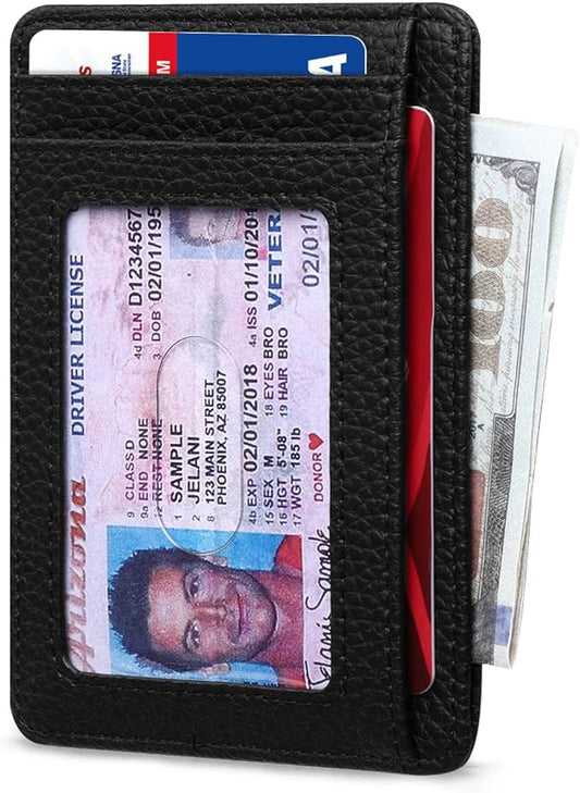 RUNBOX Slim ID Cases Minimalist Front Pocket RFID Blocking Leather Wallets for Men and Women Card Holder Wallets Gifts for men