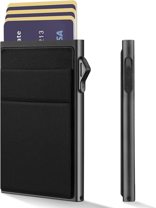 YESIIW Credit Card Holder Wallet for Men RFID Blocking Slim Minimalist Metal Wallet with Money Pocket Contactless Card Protector