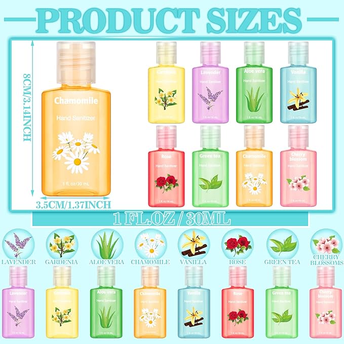 Frienda 24 Pcs Mini Hand Sanitizers Bulk Travel Size Scented Hand Sanitizer 1 Fl oz for Guest Xmas Christmas Stocking Stuffers Teacher Nurse Coworker Teacher Office Gift Homeless Care Package Supplies