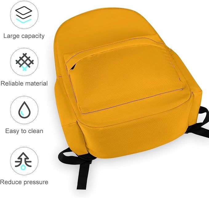 Orange Backpack Adult Travel Daybag for Women Men College Backpack for Vacation Hiking Camping Bag