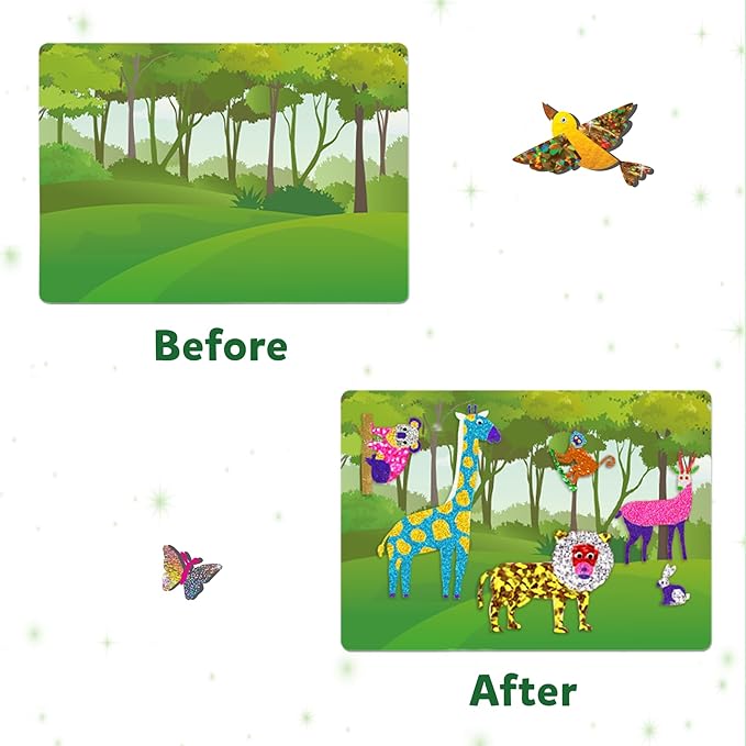 Skillmatics Foil Fun - Animals, No Mess Art for Kids, Travel Toys, Craft Kits, DIY Creative Activity, Christmas Gifts for Boys & Girls Ages 4, 5, 6, 7, 8, 9