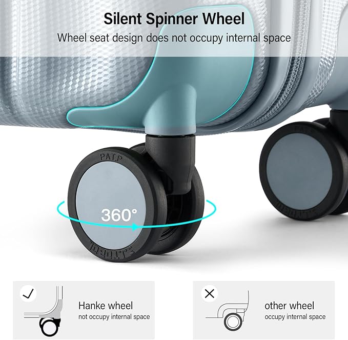 Hanke Hardshell Luggage Sets 3 Piece Extra Large Suitcases with Lock,28 Inch Luggage with Spinner Wheels, PC Travel Suitcase for Women Men 20 24 29Inch,Grey