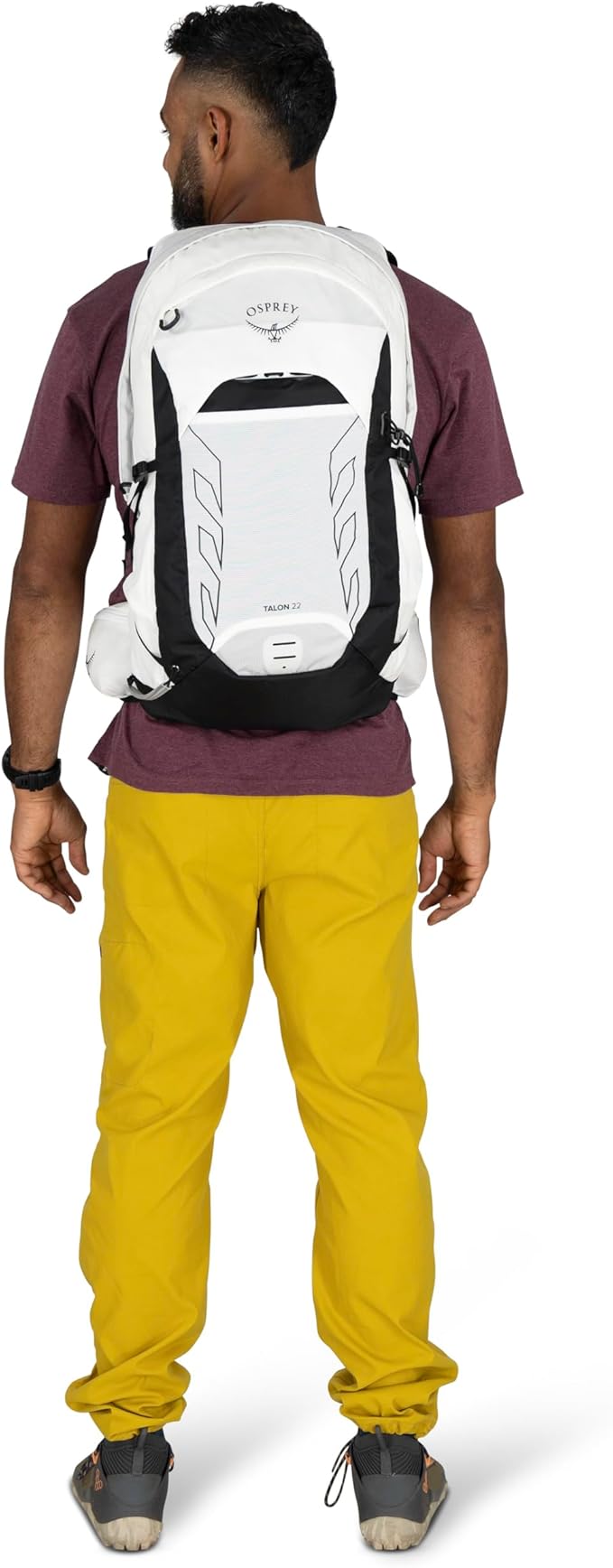 Osprey Talon 22L Men's Lightweight Hiking Backpack - Small Daypack for Travel & Camping, White/Black