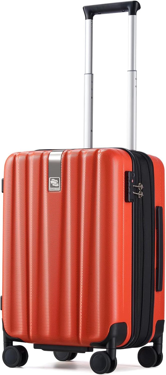 Hanke 20 Inch Expandable Carry on Luggage 22x14x9 Airline Approved Lightweight PC Hard Shell Suitcases with Wheels Tsa Luggage Rolling Suitcase Travel Luggage Bag for Weekender(Orange)