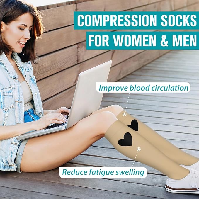 BLUEENJOY Copper Compression Socks for Women & Men (6 pairs) - Best Support for Nurses, Running, Hiking, Recovery