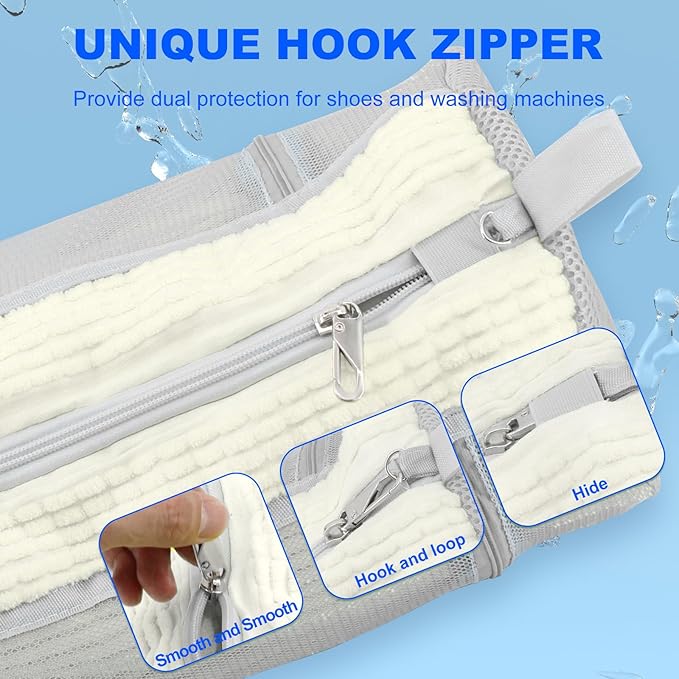 Shoe Washing Bags for Washing Machine – Durable Shoe Washing Machine Bags for All Shoe Types Sizes (Large White 2PCS）