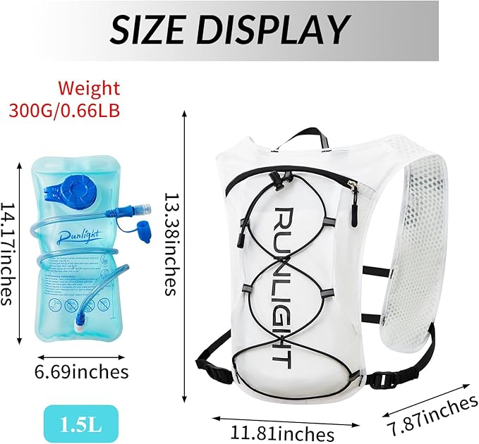 Running Vest for Women Men Lightweight Hydration Backpack Pack with 1.5L Water Bladder Bag Hydro Daypack for Hiking,Trail,Skiing,Camping,Cycling,Race,Marathon