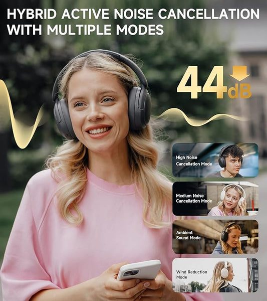 Edifier W800BT Pro Hybrid Active Noise Cancelling Headphones - Hi-Res Audio - AI Call Noise Cancellation - 45H Playtime - Fast Charging - Foldable - Wireless Over-Ear Bluetooth 5.4 Headphones - Gray