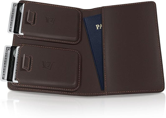 Kings Loot Passport Holder Wallet – RFID Blocking Leather Travel Wallet with Built-in Airtag Holder – Holds 1-6 Cards & Passport – Easy Pull Tab – Slim & Stylish Wallets (Truffle)