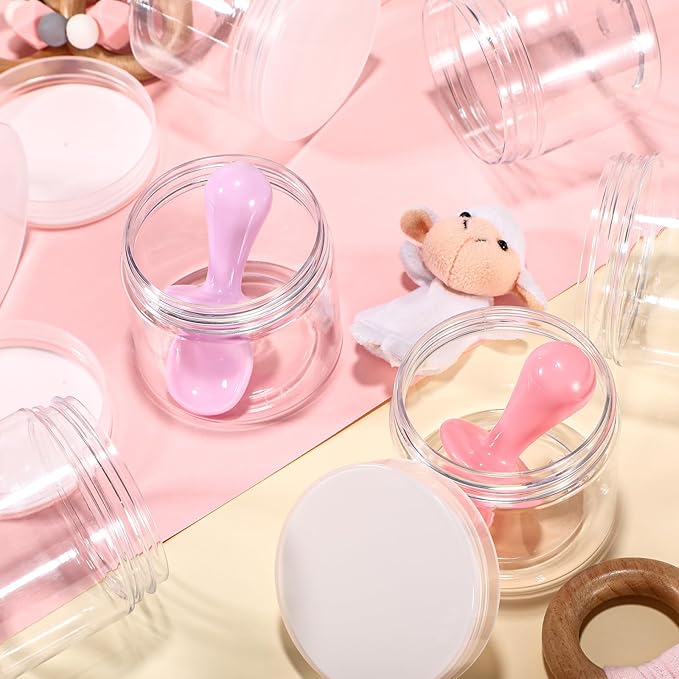 SATINIOR 36 Pieces 4 oz Plastic Jars with Lids Wide Mouth Airtight Reusable Container Acrylic Cosmetic Small Jars for Lotions Ointments Travel Toiletries Creams Make up Storage(Clear)