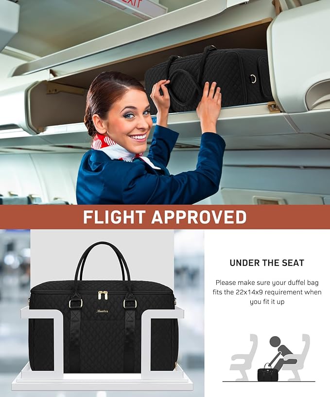 WINDARS Travel Duffle Bag, Weekender Bag for Women with Shoe Compartment, Large Carry On Overnight Bag with Toiletry Bag, Gym Duffel Bag with Wet Pocket, Hospital Bags for Labor and Delivery (Black)