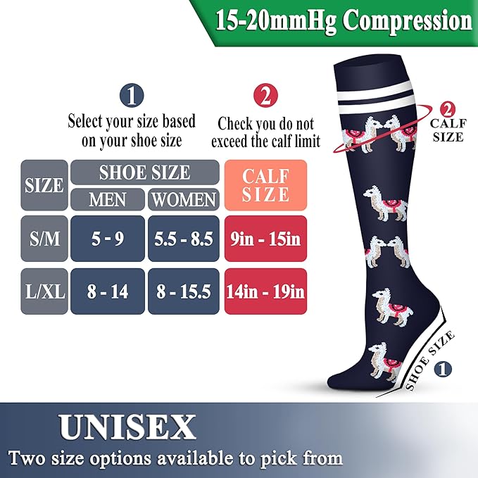 QUXIANG Copper Compression Socks for Women & Men Circulation (8 Pairs) - Best for Running Athletic Cycling - 15-20 mmHg
