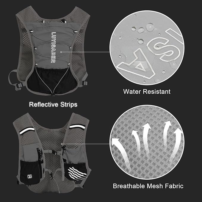 Hydro Pack Running Vest for Men Women, Hydration Backpack with 2L Water Badder, Lightweight Water Vest