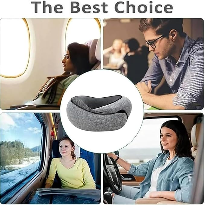 2PC Travel Pillow,Travel Neck Pillow,Travel Pillows for Airplanes,Memory Foam Travel Pillow Neck Pillow for Traveling Suitable for Airplanes,Offices and Cars (Dark Gray)