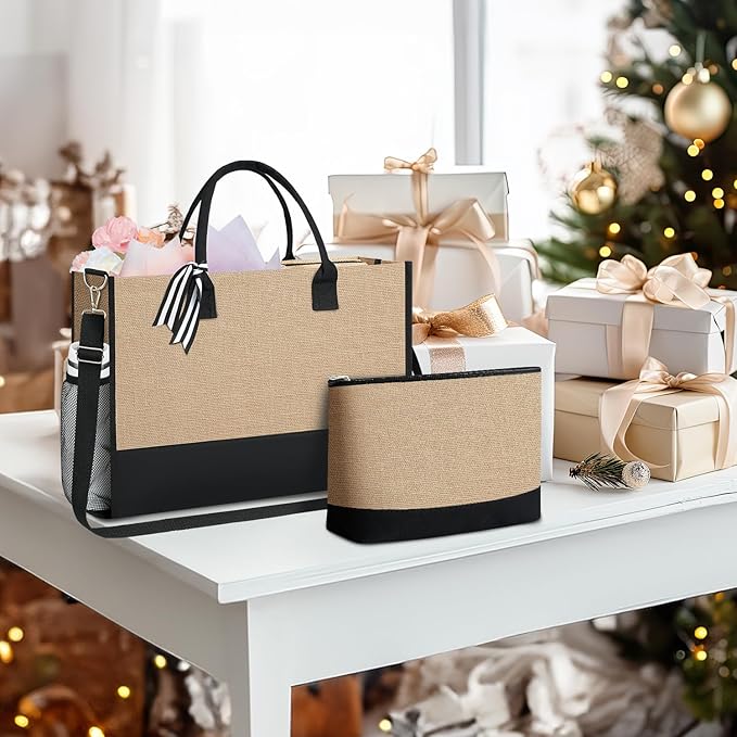 BAGAIL Initial Tote Bag, Personalized Birthday Gifts for Women, Teacher, Friends, Mom, Wedding, Monogrammed Beach Bag