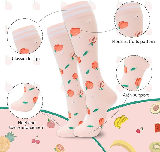 fenglaoda Compression Socks for Women Men Support Circulation 6 Pairs Socks For Nurse, Travel, Flight