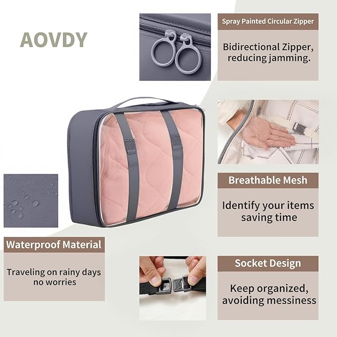 Packing Cubes Storage Luggage Organizers Bags 11 set for Travel Clothing Classification Storage Bag (Grey, 11 Pieces)