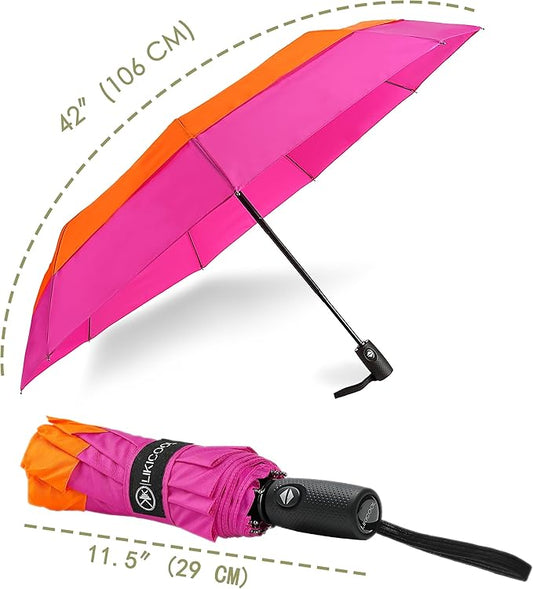 Khulula Windproof Compact Travel Umbrellas for Rain – Easy Auto Open Close, Automatic Durable Waterproof – Backpack, Portable, Lightweight Umbrellas for Travel