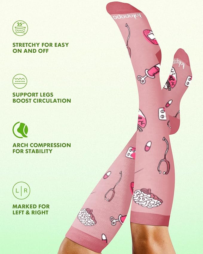 Bamboo Viscose Compression Socks for Women Men 2 Pairs 15-20mmHg Knee High Compression Socks Travel Nurse