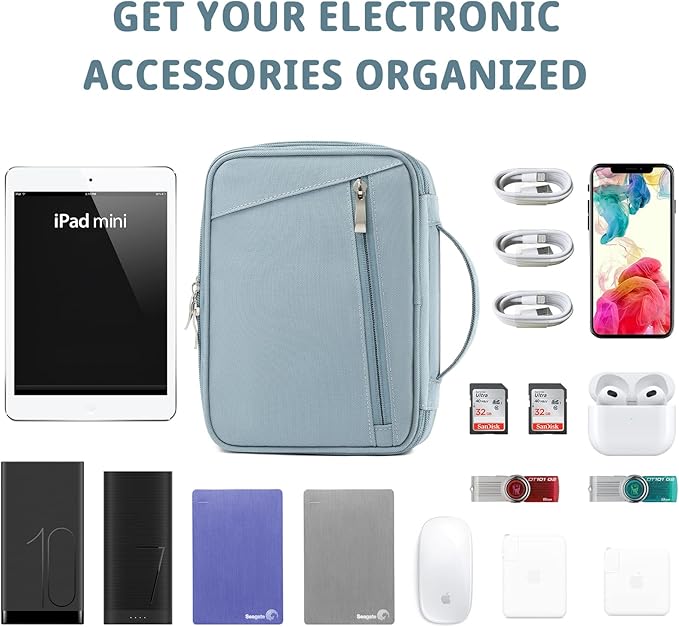 mygreen Electronics Travel Organizer, Watreproof Electronic Accessories Case Portable Double Layer Cable Storage Bag for Cord, Charger, Flash Drive, Phone, Ipad Mini, SD Card, Gifts for Him Red