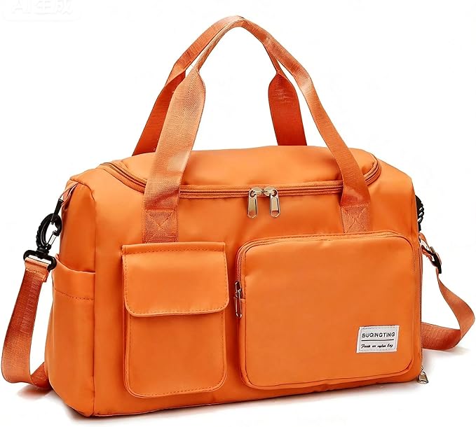Small Gym Bag for Women, Travel Duffle Bag Carry On Weekender Bag with Shoe Compartment