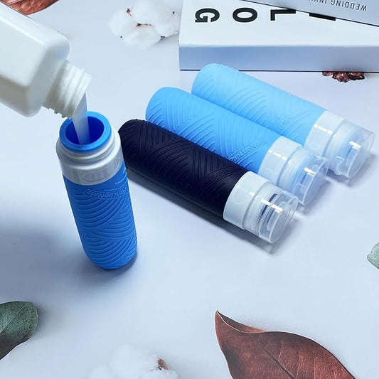 Travel Bottles for Toiletries, Silicone TSA Approved Bottles, Leakproof Shampoo & Toiletry Containers for Airplane, Vacation & Business Trips