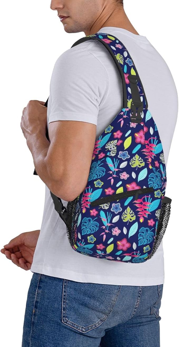 Hawaii Tropical Palm Sling Backpack Crossbody Bag Casual Chest Bags Travel Hiking Daypack Shoulder Bag for Women Men