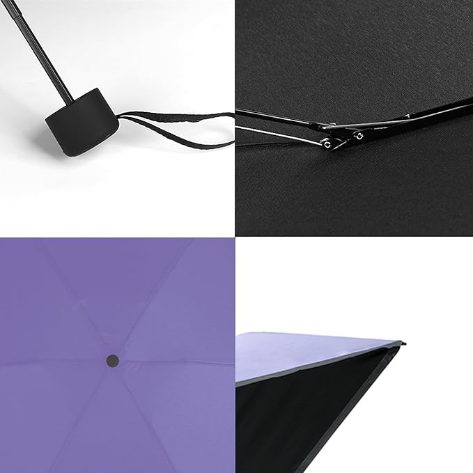 GAOYAING Mini Compact Travel Umbrella with Reflective Safety Stripes, Portable Folding Design with Case