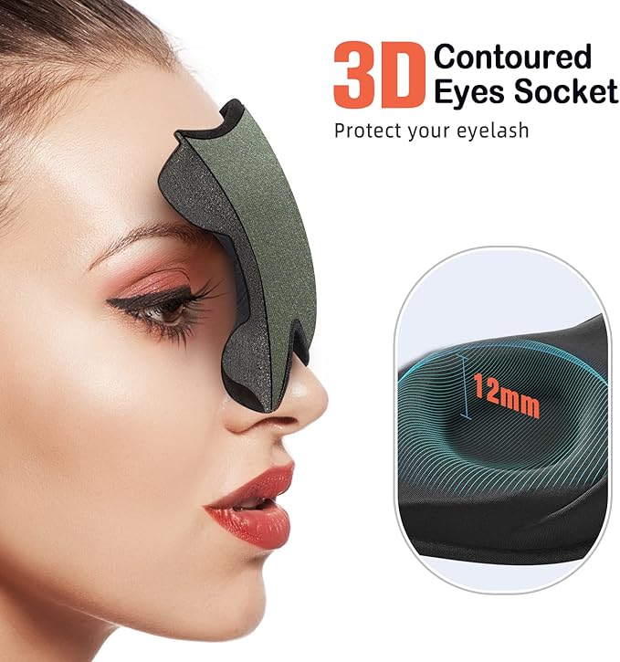 LitBear Sleep Mask for Men Side Sleeper, Sleeping Mask for Women Light Blocking, 3D Contoured Cup Eye Mask Sleeping, Soft Lightweight Sleep Eye Mask with Adjustable Elastic Strap for Traveling