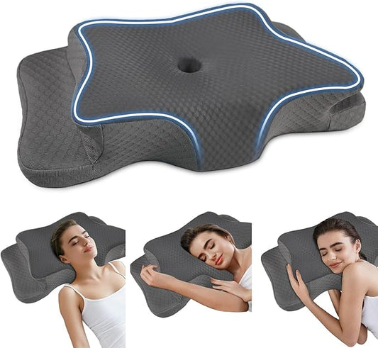 Pain Relief Cervical Pillow for Neck Support, Adjustable Ergonomic Pillow Cozy Sleeping, Odorless Orthopedic Memory Foam Pillows, Contour Bed Pillow for Side Back Stomach Sleeper-King Size