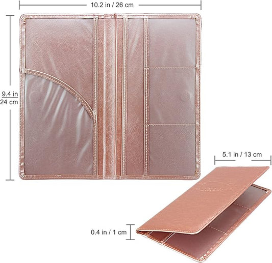 Premium Car Registration & Insurance Card Holder with Magnetic Shut, Vehicle Glove Box Car Organizer - For Documents, Cards, License (Rose gold)