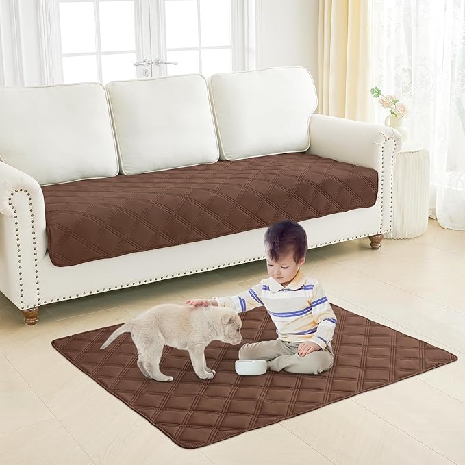 Smiry Waterproof Dog Bed Cover Blanket 40x70, Soft Reversible Pet Blanket, Washable Leakproof Cats Dogs Couch Cover for Sofa, Couch, Furniture, Lattice, Brown/Beige
