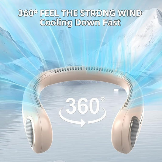 Portable Neck Fan,Hands Free Personal Wearable Bladeless Fan,6000mAh USB Rechargeable,360° Cooling,LED Display,4-Speeds,Birthday Gifts for Men Women Dad Mom,Stocking Stuffers Christmas Gifts (Brown)