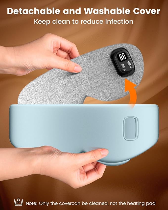 Heated Eye Mask - Cordless Eye Mask for Dry Eyes, Eye Relief, Improved Sleep, Timed Shutdown, 4 Temperature, Washable Eye Heating Pad for Travel, Removable for Cleaning - Teal Green