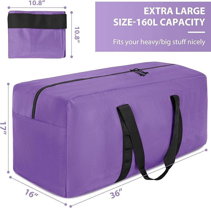 Extra Large Travel Duffle Bag, 160L Gear Bag for Men and Women, Storage Bag Ideal for Overnight Camping and Weekend Getaways