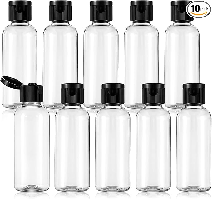 10PCS 1.7oz Travel Bottles for Toiletries Leak Proof Clear Plastic Empty Refillable Container with Flip Cap for Shampoo Conditioner Lotion Body Soap Cream Mini Travel Size Containers