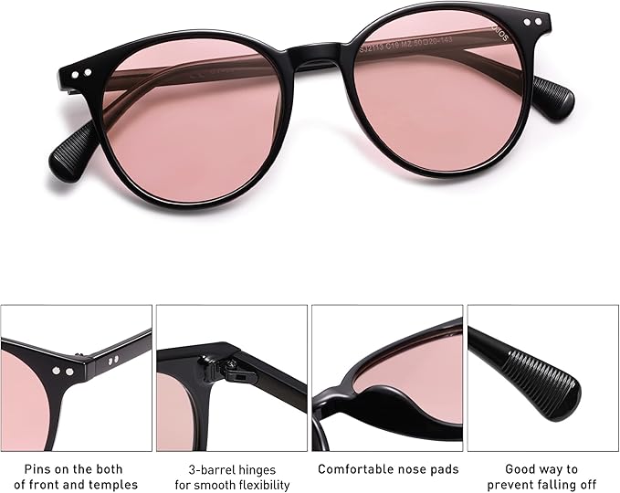 SOJOS Small Round Classic Polarized Sunglasses for Women Men Vintage Style UV400 Lens MAY SJ2113