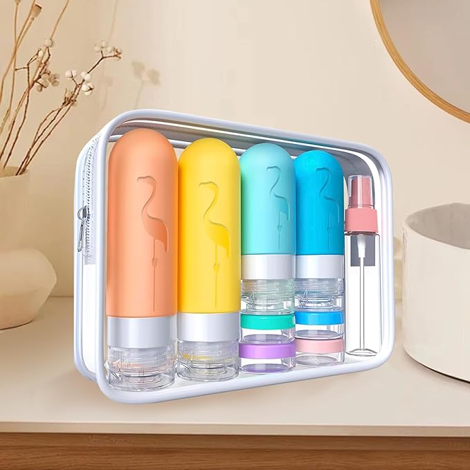 Empty 3 oz Travel Size Bottles Toiletries Containers for Toiletries Liquids，Small Silicone Mini Refillable Leak Proof TSA Approved Travel Bottles for Creams Shampoo and Conditioner Traveling