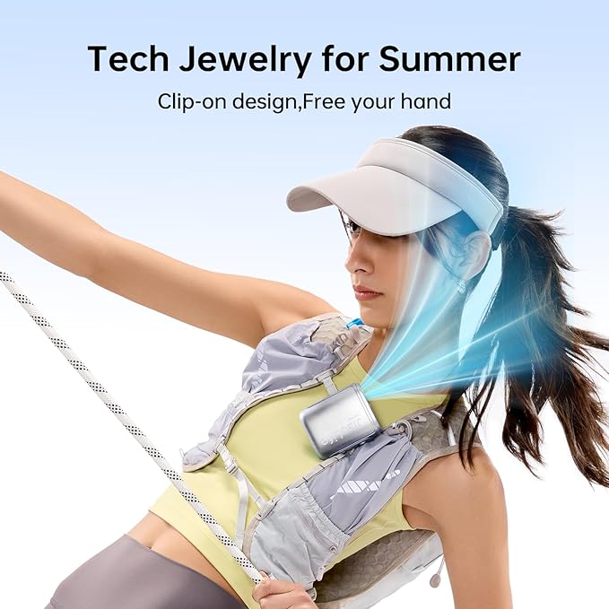 JISULIFE Portable Neck Fan, 100 Speed Adjustable 40000RPM Cooling, Mini Personal Necklace Wearable Waist Fan, 16H USB Rechargeable 4500mAh with LED Display for Outdoor, Travel, Cmaping Gifts- Black