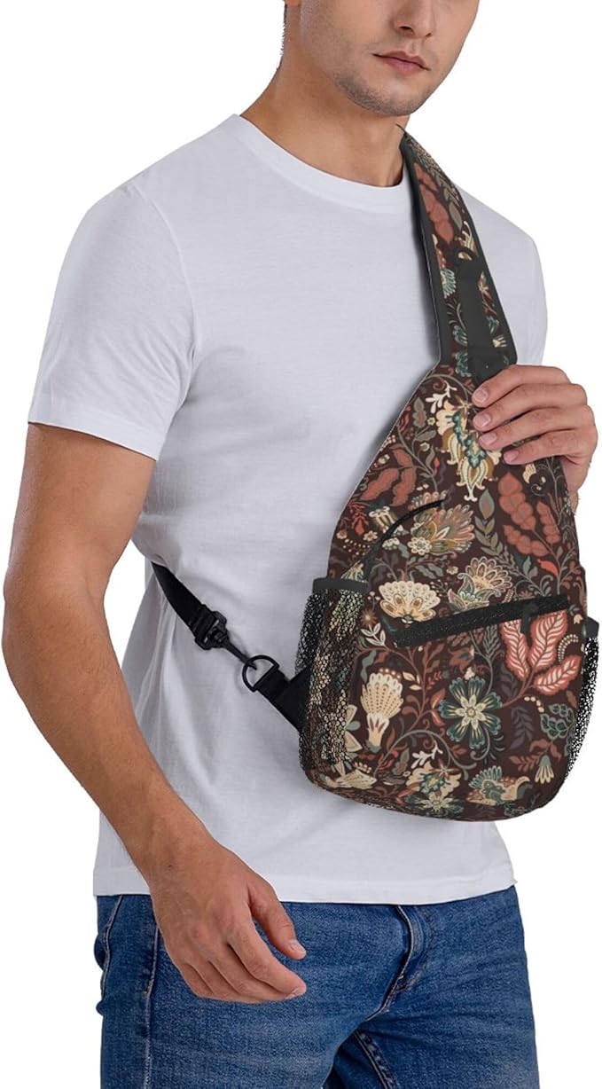 Botanical Mushroom Sling Backpack Crossbody Bag Casual Chest Bags Travel Hiking Daypack Shoulder Bag for Women Men