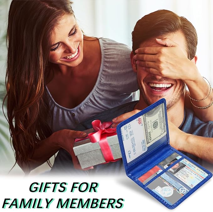 2-Pack Car Registration and Insurance Holder, Car Organization Vehicle Document Organizer with Magnetic Closure for Cards, License in Glove Box, Dark Blue