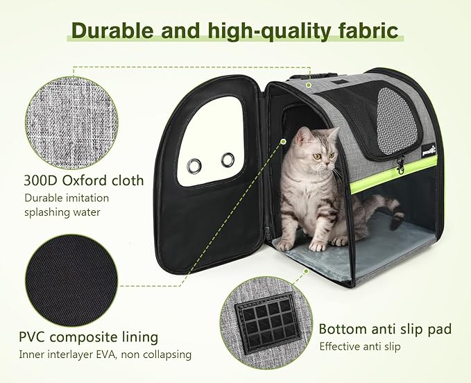 Pecute Pet Carrier Backpack, Large Cat Carrier Backpack Hold Up to 22 Lbs, Expandable cat Backpack with Breathable Mesh for Medium Dogs Cats, or 2 Small Pets, Dog Backpack Carrier for Travel Hiking