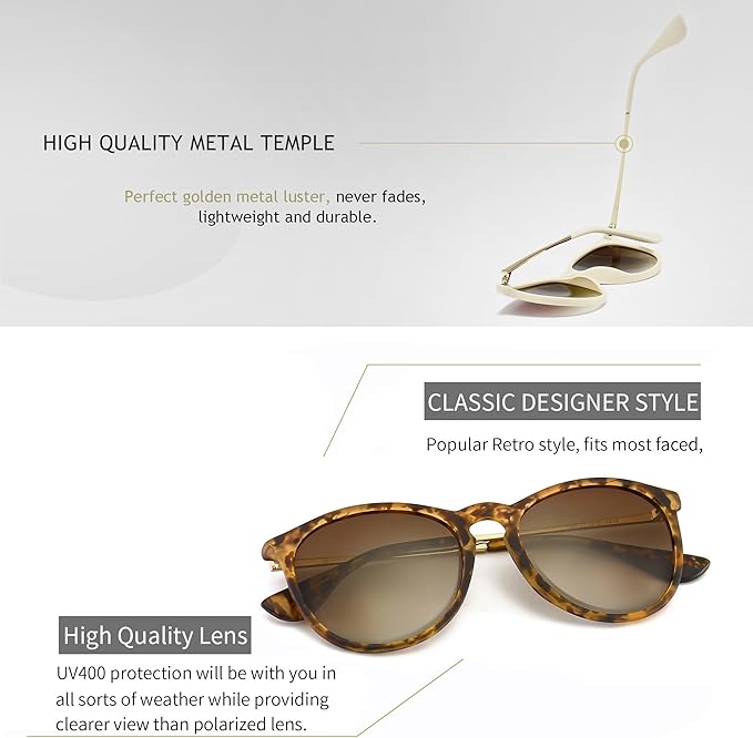 SUNGAIT Premium Vintage Round Sunglasses for Women Men Classic Retro Trendy Style